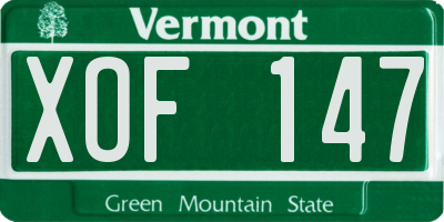 VT license plate XOF147
