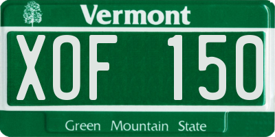 VT license plate XOF150