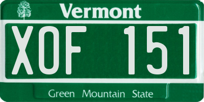 VT license plate XOF151