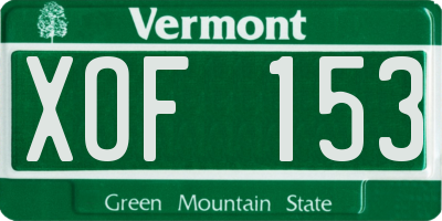 VT license plate XOF153