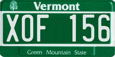 VT license plate XOF156