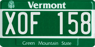 VT license plate XOF158