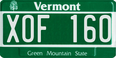 VT license plate XOF160
