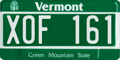 VT license plate XOF161