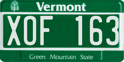 VT license plate XOF163