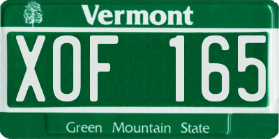 VT license plate XOF165