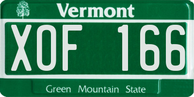 VT license plate XOF166