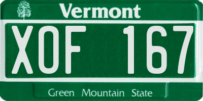 VT license plate XOF167