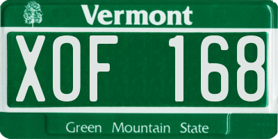 VT license plate XOF168
