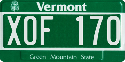 VT license plate XOF170
