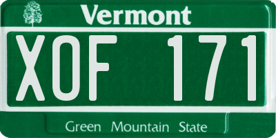 VT license plate XOF171