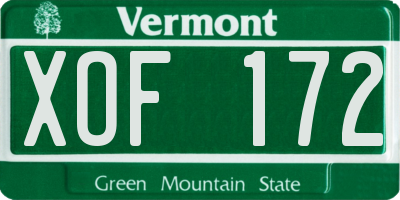 VT license plate XOF172