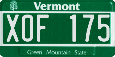 VT license plate XOF175