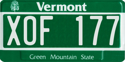 VT license plate XOF177