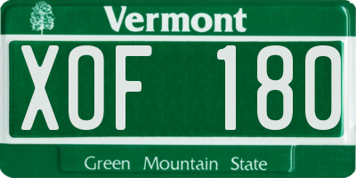 VT license plate XOF180
