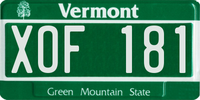 VT license plate XOF181
