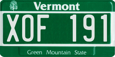 VT license plate XOF191