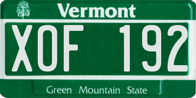 VT license plate XOF192