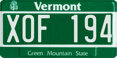 VT license plate XOF194