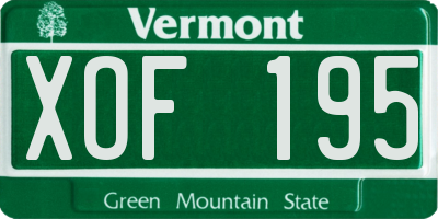VT license plate XOF195