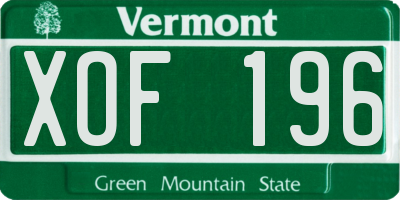 VT license plate XOF196