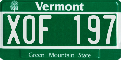 VT license plate XOF197