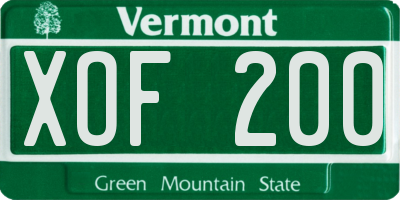 VT license plate XOF200