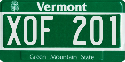 VT license plate XOF201