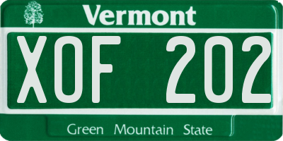 VT license plate XOF202