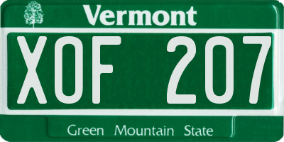 VT license plate XOF207