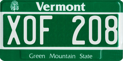 VT license plate XOF208