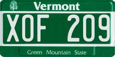 VT license plate XOF209