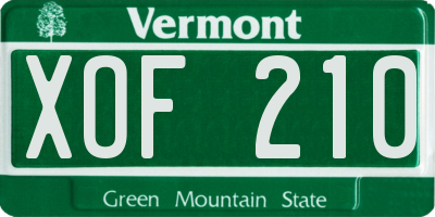 VT license plate XOF210