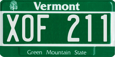 VT license plate XOF211
