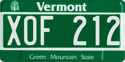 VT license plate XOF212