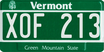 VT license plate XOF213