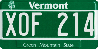 VT license plate XOF214