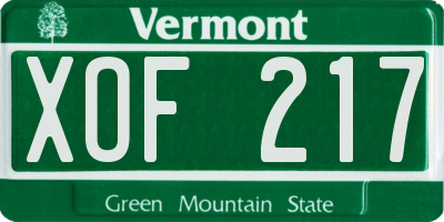 VT license plate XOF217