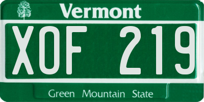 VT license plate XOF219