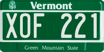 VT license plate XOF221