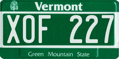 VT license plate XOF227
