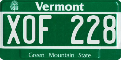 VT license plate XOF228