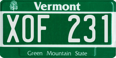 VT license plate XOF231