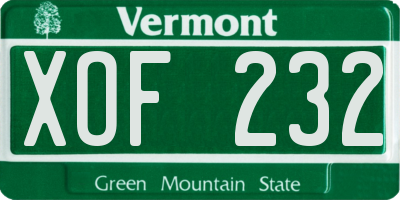 VT license plate XOF232