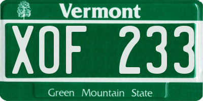 VT license plate XOF233