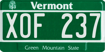 VT license plate XOF237