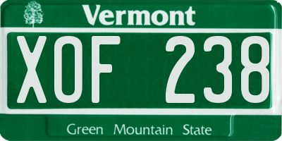 VT license plate XOF238