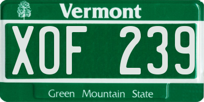VT license plate XOF239
