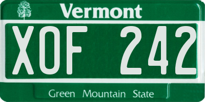 VT license plate XOF242