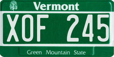 VT license plate XOF245